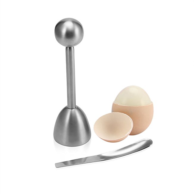 Egg Topper,LANMU Egg Cutter,Egg Cracker for Hard & Soft Boiled Eggs,Egg Cutter Topper with Spoon,Stainless Steel Kitchen Tool