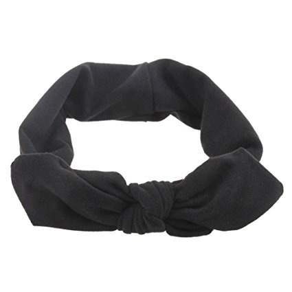 Voberry Hot! Women Girl's Soft Headband Handmade Bowknot Hair Band Hair Accessories Cute (Black)