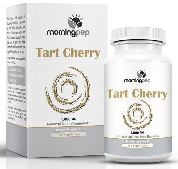 Tart Cherry Extract Supplement 180 Count 1000 mg per Veggie Capsule By Morning Pep NON GMO - GLUTEN FREE And Full Of Antioxidants and Flavonoids Support Immune System Muscles and Joint Health