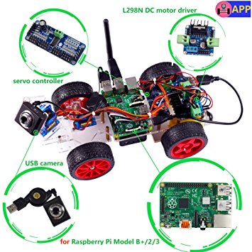 SunFounder Model Car kit Video Camera for Raspberry Pi 3/2/B /B RC Servo Motor Remote Control Robotics Electronic Toys Game Kids App Detail Manual(Not Included Raspberry Pi)