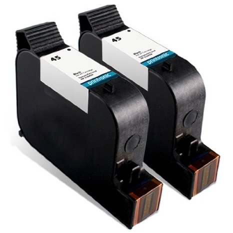 Printronic Remanufactured Ink Cartridge Replacement for HP 45 51645A (2 Black) 2 Pack