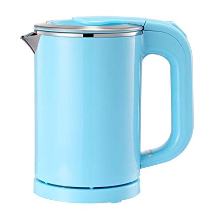 Portable Electric Kettle - 0.5L Mini Stainless Steel Travel Kettle - Water Touch Inner Surface without Plastic & Cool Touch Outer Surface (Blue)