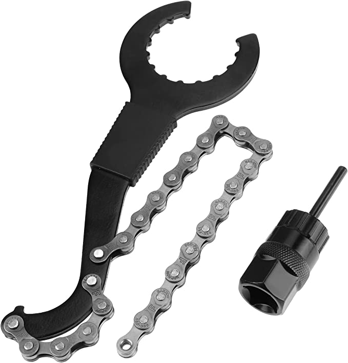 Oumers 3-in-1 Multitool Bike Cassette Removal Tool,Chain Whip with Cassette,Sprocket Remover Rotor Lockring Removal Tool Kit