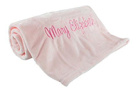 Large Personalized Baby Blanket, Pink, Measures 30" x 40"- Perfect Newborn Baby Gift for Baby Girl by berry bebe