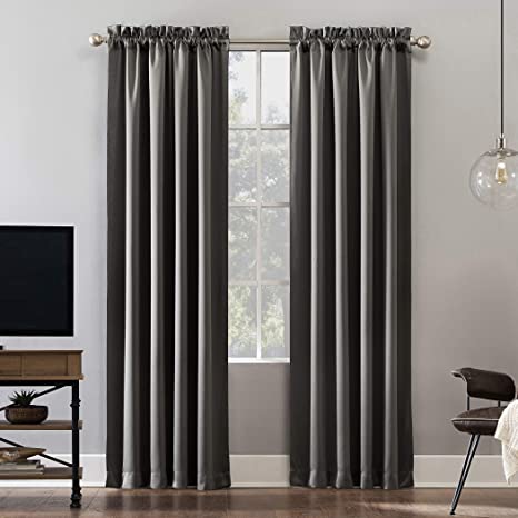 Sun Zero Oslo Theater Grade Extreme 100% Blackout Rod Pocket Curtain Panel, 52" x 95", Gray