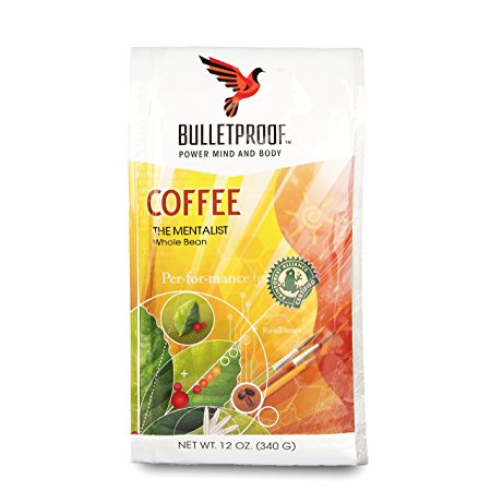 Bulletproof The Mentalist Dark Roast Whole Bean Coffee, Dark Cocoa and Vanilla Aromatics with Cherry Sweetness (12 Ounces)