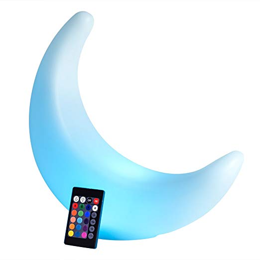 LOFTEK LED Crescent-Shaped Mood Lamp, 15-inch RGB Color Changing Decorative Night Light with and Remote Control, IP65 Waterproof and UL Listed Adapter, Perfect for Nursery or Decor Use