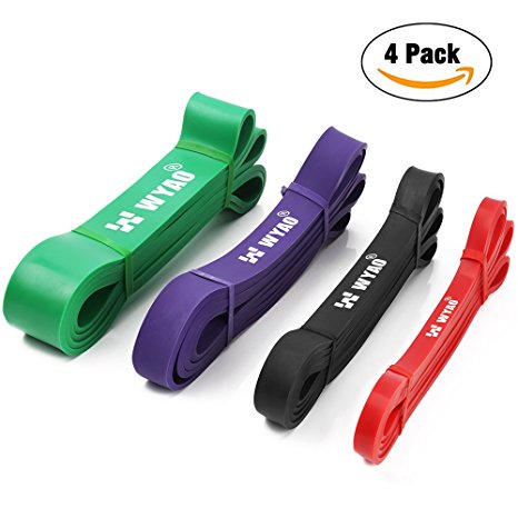 WYAO Pull up Assist Band, Resistance Exercise Bands set of 4 Stretch workout Mobility & Powerlifting Bands for Warm-up,Fitness,Rehabilitation and any other exercise