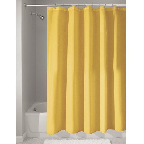 InterDesign Mildew-Free Water-Repellent Fabric Shower Curtain, 72-Inch by 72-Inch, Yellow