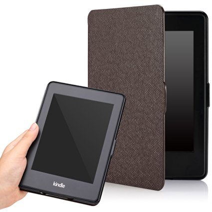 MoKo Case for Kindle Paperwhite, Premium Thinnest and Lightest Leather Cover with Auto Wake / Sleep for Amazon All-New Kindle Paperwhite (Fits All 2012, 2013 and 2015 Versions), COFFEE