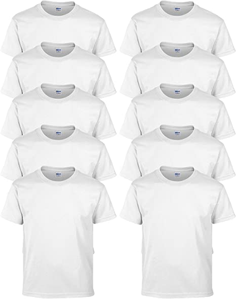 Gildan Poly Cotton Blend T-Shirt, White, Small. (Pack of 10)