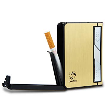 Padgene Cigarettes Case Box USB Lighter Electronic Flameless Windproof Built-in Lighters Box Holder for Men