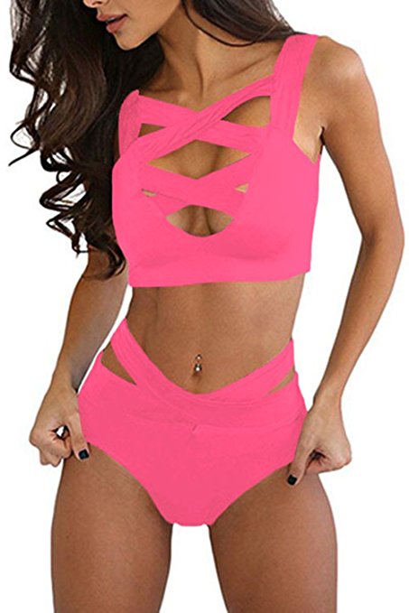 FARYSAYS Women's Sexy Brazil Multiway Strap High Waist Bikini Set