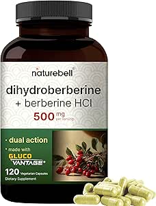 NatureBell Dihydroberberine with Berberine HCl 500mg, 120 Veggie Capsules | 5X Better Absorbed with GlucoVantage – Supports Balanced Sugar Levels & Heart Health – Non-GMO, Vegan-Friendly