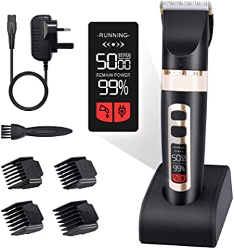 Hair Clippers for Men, ANGGO Professional Hair Clippers Cordless, Beard and Body Hair Clippers Trimmer Rechargeable for Men and Family Pets, Haircut Kit with Titanium & Ceramic Blades, LCD Display