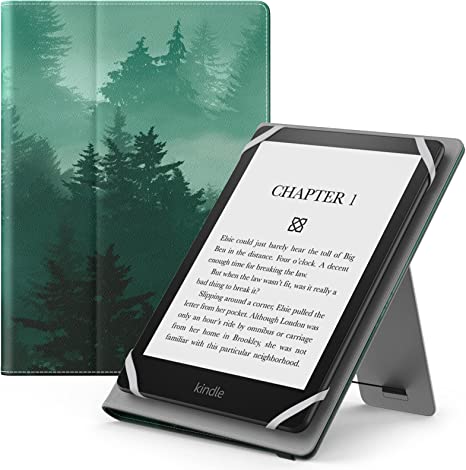 MoKo Universal Case for 6",6.8",7" Kindle eReaders Fire Tablet- Kindle/Kobo/Voyaga/Sony Kindle E-Book Tablet, Lightweight PU Leather Folio Shell Cover Case, with Hand Strap/Kickstand, Green Forest