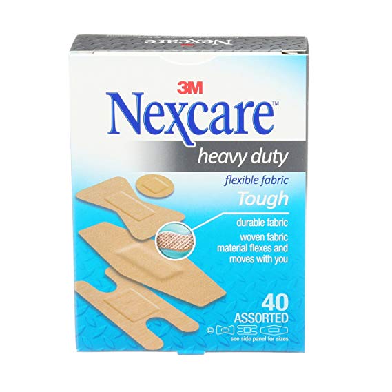 Nexcare Heavy Duty Fabric Bandages, 40 Bandages, Assorted Sizes