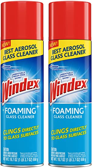 Windex Aerosol Foaming Glass Cleaner - 19.7 oz - 2 pk