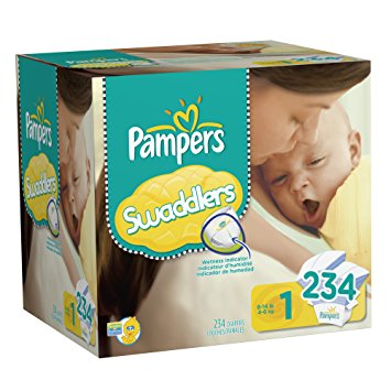 Pampers Swaddlers Diapers Size 1 Economy Pack Plus, 234 Count