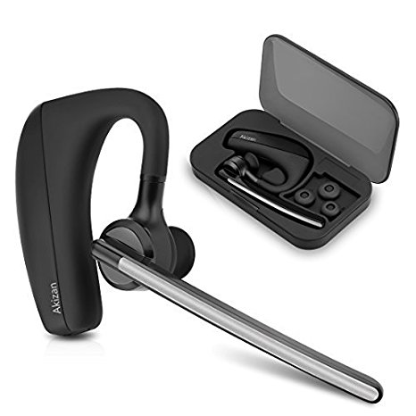 Bluetooth Headset, Akizan K10B Wireless Earpiece Hands Free Headphones with Microphone & Carrying Case for Driving,Running, Gym, 10 Hrs Talk Time, Compatible with iPhone Android Cell Phones