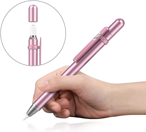 MoKo Aluminium Pencil Case Fit with i-Pencil, Magnetic Nib Cover Fit iPad 8th Gen 2020/7th Gen 2019/iPad Air 3rd Gen 10.5" 2019/iPad Mini 5th Gen 7.9" 2019 (Only for Apple Pen 1st), Rose Gold