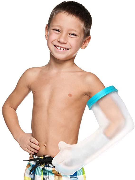 Kids Arm Cast Cover for Shower Bath Waterproof and Watertight Cast Bandage Protector Bag for Broken Surgery Wound Arm, Hands, Wrists, Elbow, Fingers, Burns, Reusable Kids Under 3.94FT (S-17.5inches)