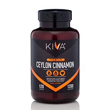 Kiva Ceylon Cinnamon Powder Capsules (120 Veggie Capsules), Made from Freshly Grounded Organic, Non-GMO Cinnamon (Anti-inflammatory, Blood Sugar, Antioxidant) - Limited TIME New Product Price!!