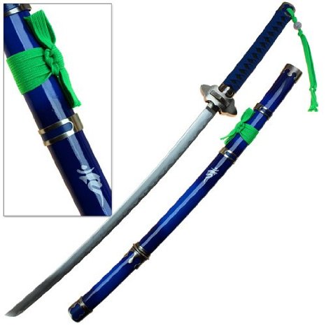 Sword Blue Anime Replica of Exorcist Swords Katana Unsharpened Carbon Steel
