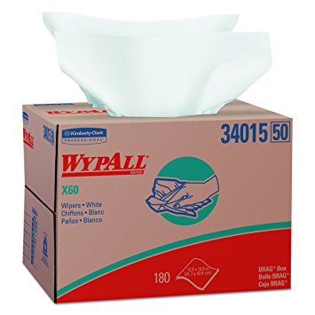 Wypall X60 Reusable Wipers (34015) in Brag Box, White, 180 Sheets / Box, 1 Box / Case