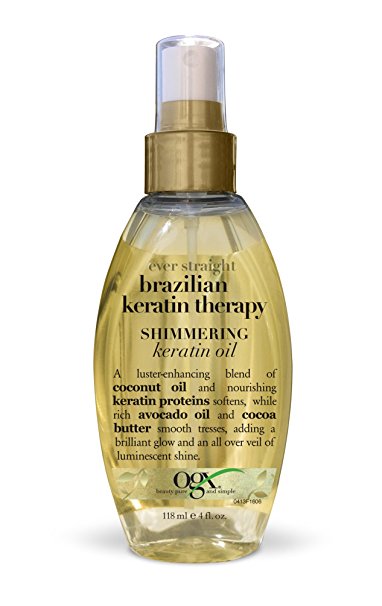 OGX Shimmering Keratin Oil, Ever Straight Brazilian Keratin Therapy, 4oz