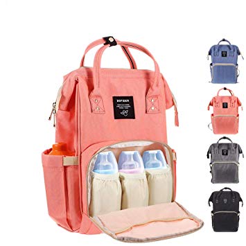 Lemonda Multi-Function Waterproof Diaper Bag Travel Backpack Nappy Bags for Baby Care, Large Capacity, Stylish and Durable (Orange)