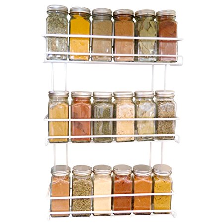 Evelots 3 Tier Wall Mounted Spice Rack, White