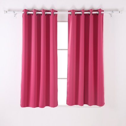 Deconovo Grommet Thermal Insulated Blackout Curtain For Bedroom 52x63 Inch Fuchsia1 Pair