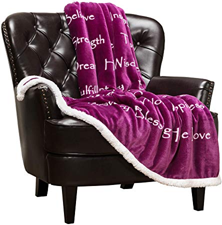 Chanasya Hope Faith Love Joy Inspiring Message Gift Throw Blanket - Perfect Caring Uplifting Thoughtful Personalized Gift for Blessing Peace Prayer for Male Female Best Friend - Plum Throw