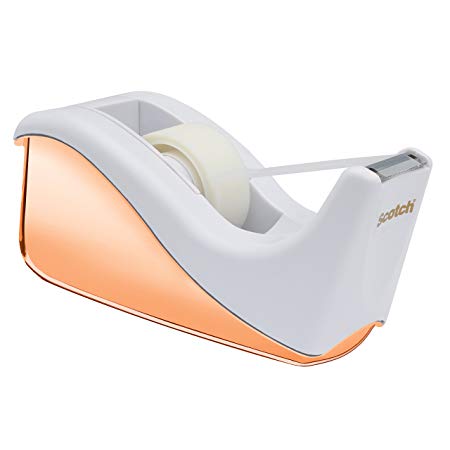 Scotch Two Tone Desktop Tape Dispenser, Rose Gold and White, 3/4" x 450" (C60-RG)