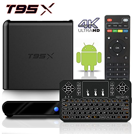 Android 7.1 TV Box, BPSMedia T95X TV Box with 2GB RAM 8GB ROM Amlogic Quad Core A53 Processor 64 Bits Real 4K Playing, with Mini Keyboard [2018 Model Pure Version]