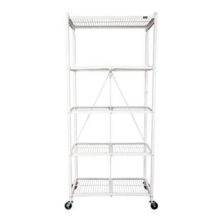 Origami 5 Tier Collapsible Household General Purpose Shelf and Rack, White
