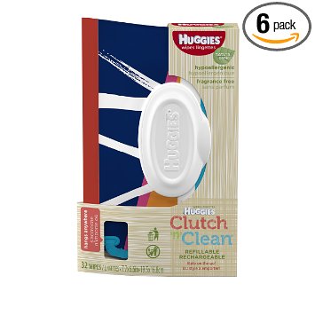 HUGGIES Natural Care Clutch 'n' Clean Refillbale 32ct RFT,  (Pack of 6)