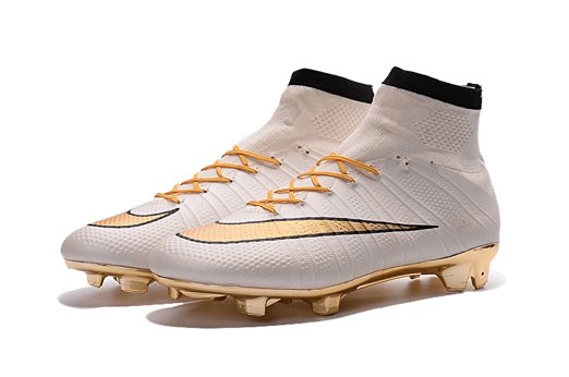 NDSISA1L Mens Mercurial X Superfly IV FG With "ACC" White/Gold High Top Football Shoes Soccer Boots