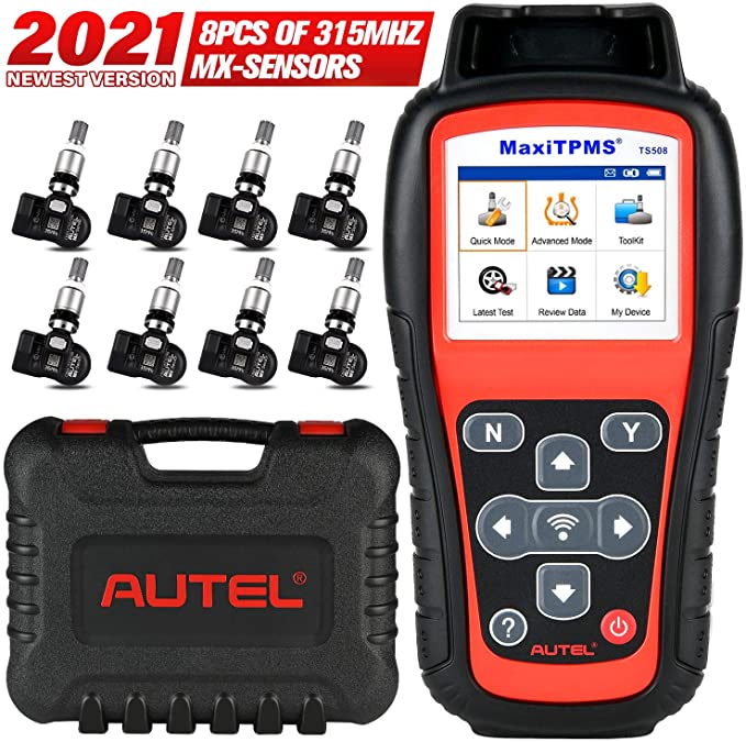 Autel TPMS Relearn Tool TS508 with 8 PCS 315MHz MX-Sensors [Valued $240], 2021 New Upgraded of TS501, TS408, Reprogram 315/433MHz MX-Sensors, Activate & Relearn All Brand Sensors, Read/Clear TPMS DTC