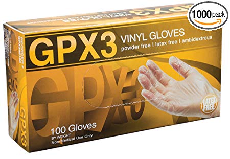 AMMEX - GPX344100 - Vinyl Gloves - GPX3 - Disposable, Powder Free, Industrial, 3 mil, Medium, Clear (Case of 1000)