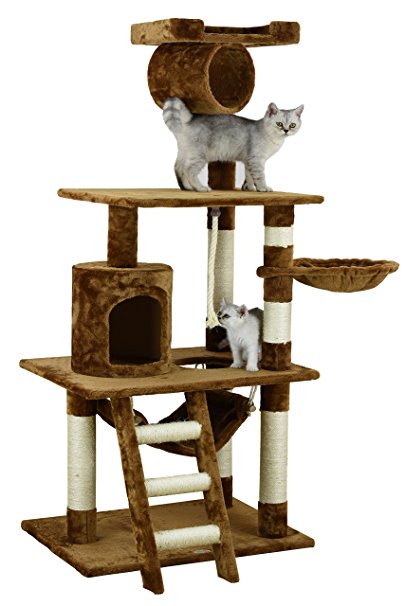 Go Pet Club F68 62-Inch Cat Tree Condo Furniture, Brown