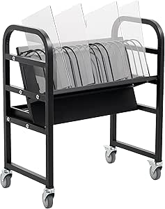 VIVO Mobile 16-Bay Laptop and Tablet Open Charging Cart, Fits up to 14 inch Laptops, Device Organization and Storage on Wheels, Black, CART-LAPC3