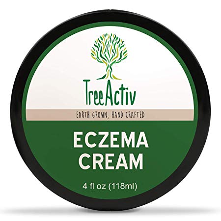 TreeActiv Eczema Cream 4oz, Baby Safe Treatment for Eczema, Psoriasis, Dermatitis, and Itchy Dry Red Irritated Flaky Skin, Colloidal Oatmeal, Shea Butter, Chamomile Oil, Aloe, Pumpkin Enzymes