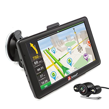 junsun Portable Android 7 inch 8GB Capacitive Touchscreen Car GPS Navigation System sat nav Lifetime Maps