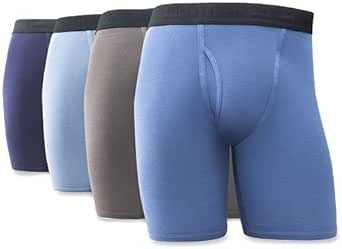 Fruit of the Loom Men's 4-Pack Long-Leg Assorted Dark Colors Boxer Briefs Underwear - Small