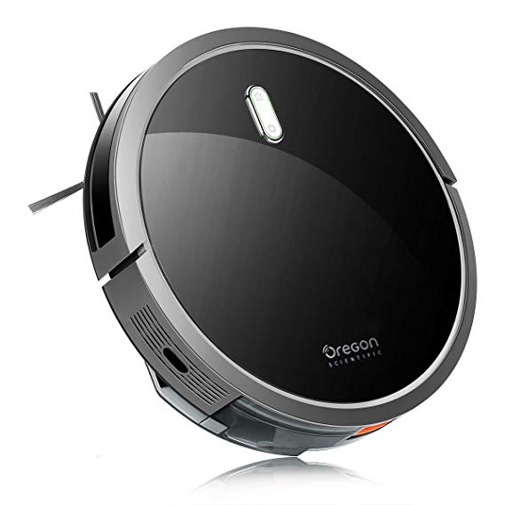 Robot Vacuum Cleaner, Oregon Scientific 1400pa High Suction Robotic Vacuum with Remote Control, Cleans Hard Floor & Medium Carpet, Filter for Pet Fur, Automatic Self-Charging, Easy Cleaning Scheduling