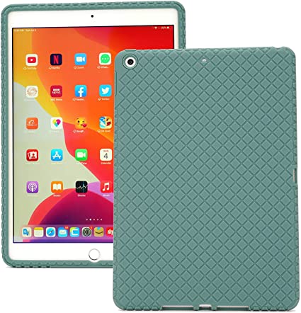 Veamor iPad 10.2 Inch 9th (2021) / 8th (2020) / 7th (2019) Generation Case Cover, Anti Slip Silicone Rubber Protective Skin Soft Bumper for Apple iPad 9/8/7, Kids Friendly/Shockproof (Midnight Green)