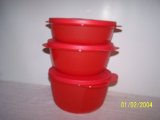 Tupperware Crystalwave 3pc Bowl Set Holiday Red