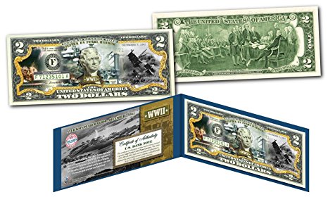 PEARL HARBOR World War II Genuine Legal Tender U.S. $2 Bill - WWII Dec 7th 1941